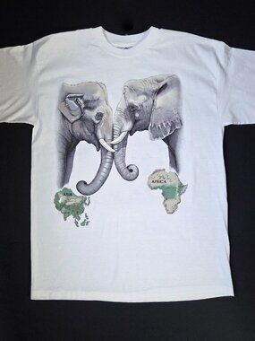 Vintage 90s Harlequin Nature Graphics Elephant Double-Sided T-Shirt XL